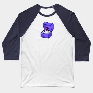 Gold Ring With Diamond In Box Cartoon Baseball T-Shirt